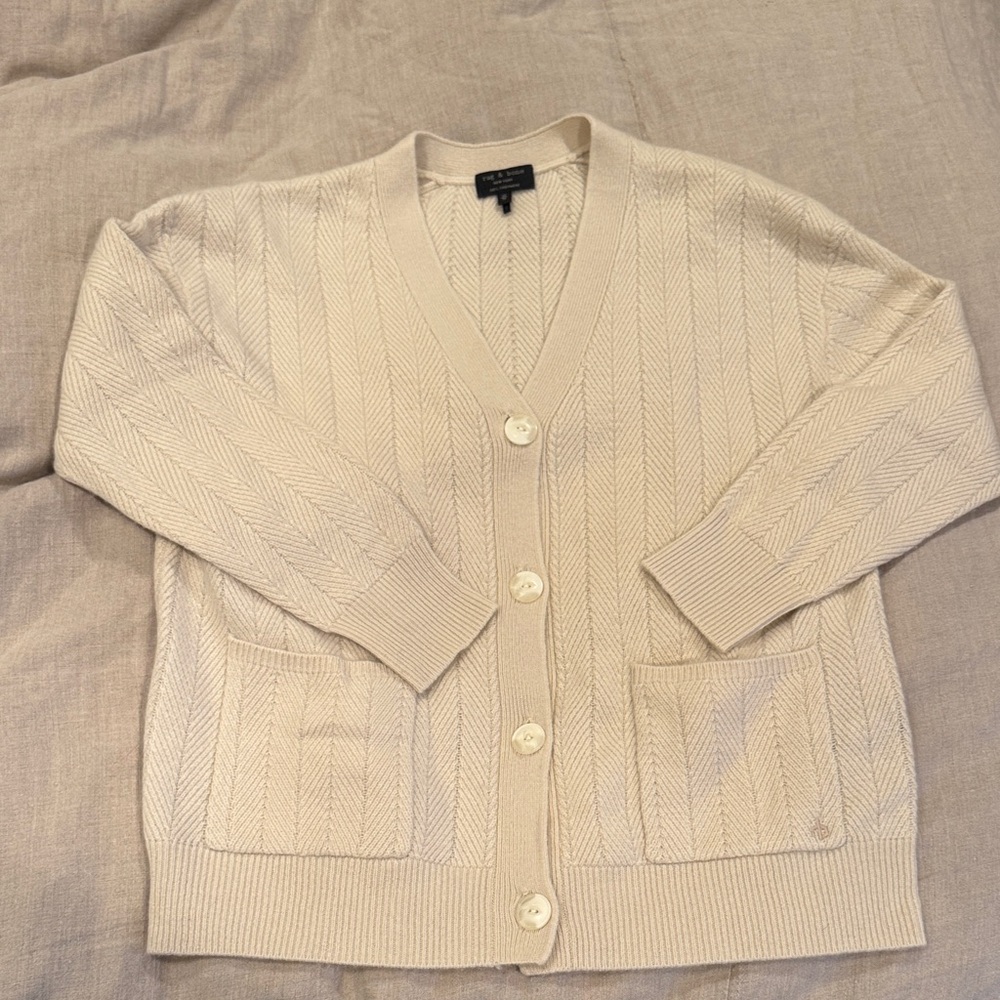 rag & bone Durham Cashmere Herringbone Cardigan